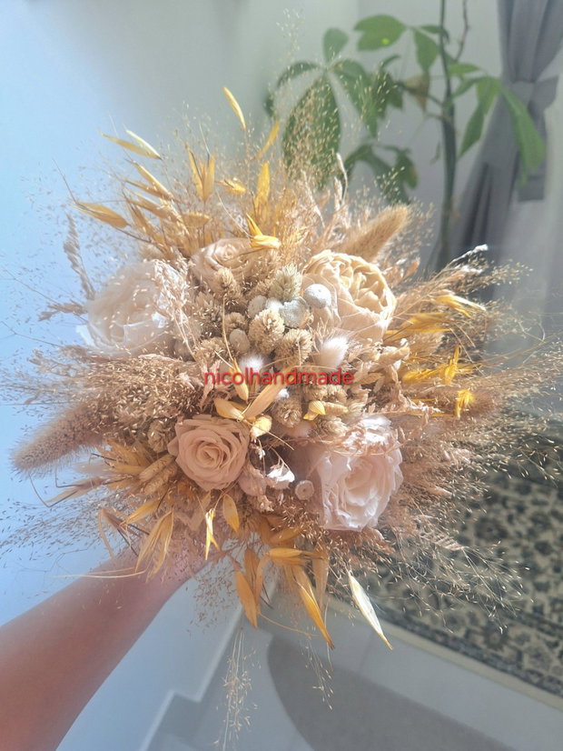 Buchet mireasa natur / galben pal