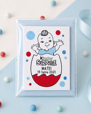 Marturii botez kinder surprise magnetice personalizate pictat manual