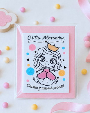 Marturii printesa personalizate botez, pictate manual, cu magnet