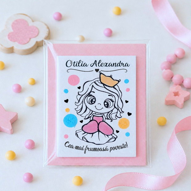 Marturii printesa personalizate botez, pictate manual, cu magnet