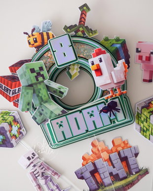 Cake topper central - tematica Minecraft