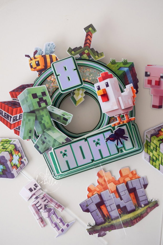 Cake topper central - tematica Minecraft