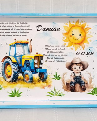 Tavita/set de mot baietel cu tractor
