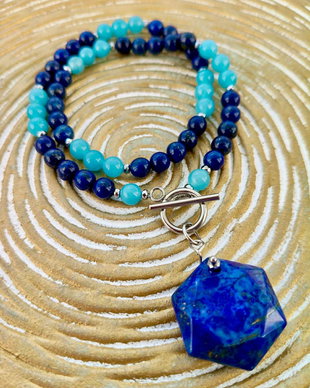 Colier angelit & lapis lazuli