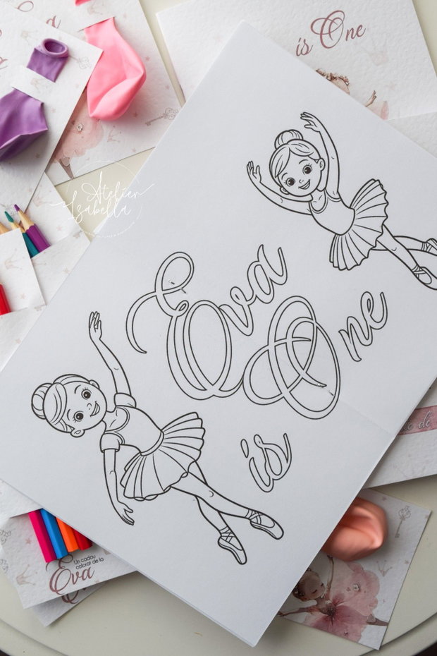 Carte de colorat personalizată Ballerina