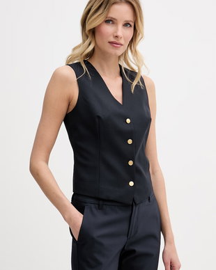 Tommy Hilfiger vestă cu un singur rând de nasturi pentru femei, cu amestec de lână