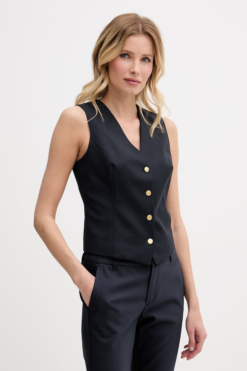 Tommy Hilfiger vestă cu un singur rând de nasturi pentru femei, cu amestec de lână