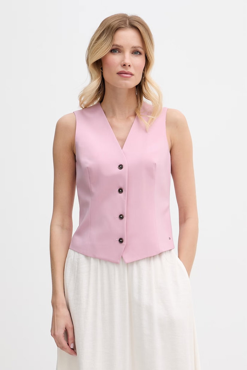 Tommy Hilfiger vestă cu un singur rând de nasturi pentru femei, cu amestec de lână