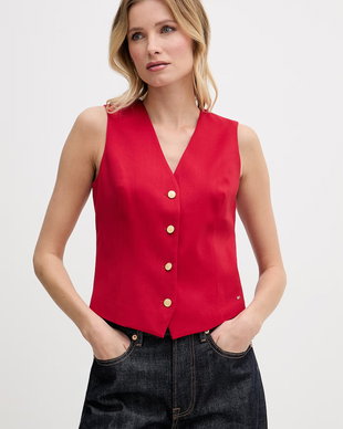 Tommy Hilfiger vestă cu un singur rând de nasturi pentru femei, cu amestec de lână