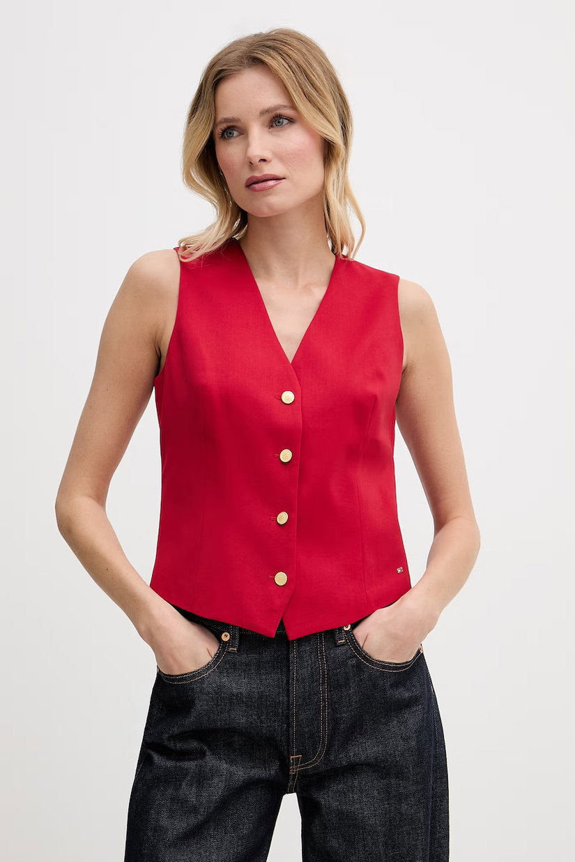Tommy Hilfiger vestă cu un singur rând de nasturi pentru femei, cu amestec de lână