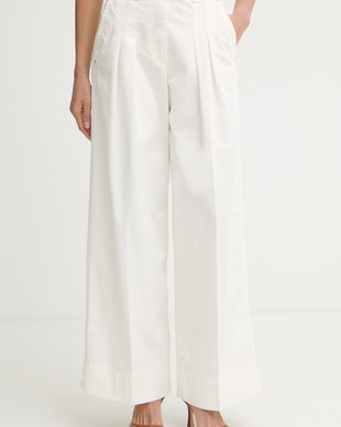 BOSS Orange pantaloni wide leg pentru femei, din bumbac cu elastan C Tanjura5-D