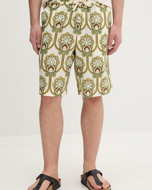 Drôle de Monsieur pantaloni scurți pentru bărbați cu in Short Tapisserie Florale Lin