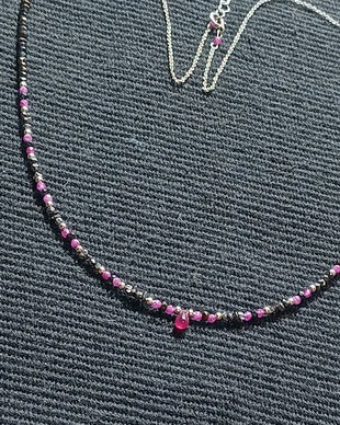 Colier argint diamant brut rubin spinel grafitat lant argint picatura rubin minimalist boho chic trendy