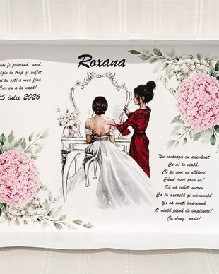 Tavita/set de mireasa cu hortensii roz