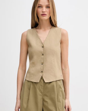 Tommy Hilfiger vestă cu un singur rând de nasturi pentru femei, din in