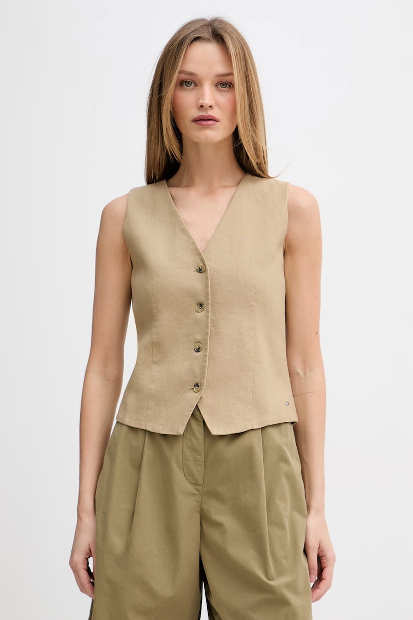 Tommy Hilfiger vestă cu un singur rând de nasturi pentru femei, din in
