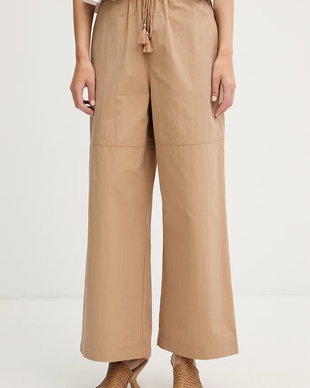Sisley pantaloni wide leg pentru femei, cu bumbac