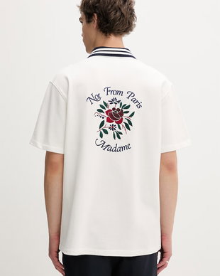 Drôle de Monsieur cămașă pentru bărbați din bumbac Chemise Piquée Slogan Rose