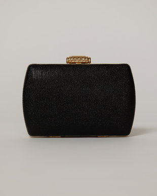 Clutch negru din material textil stralucitor