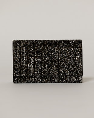 Clutch negru dreptunghiular acoperit cu pietre stralucitoare