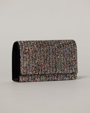 Clutch multicolor dreptunghiular acoperit cu pietre stralucitoare