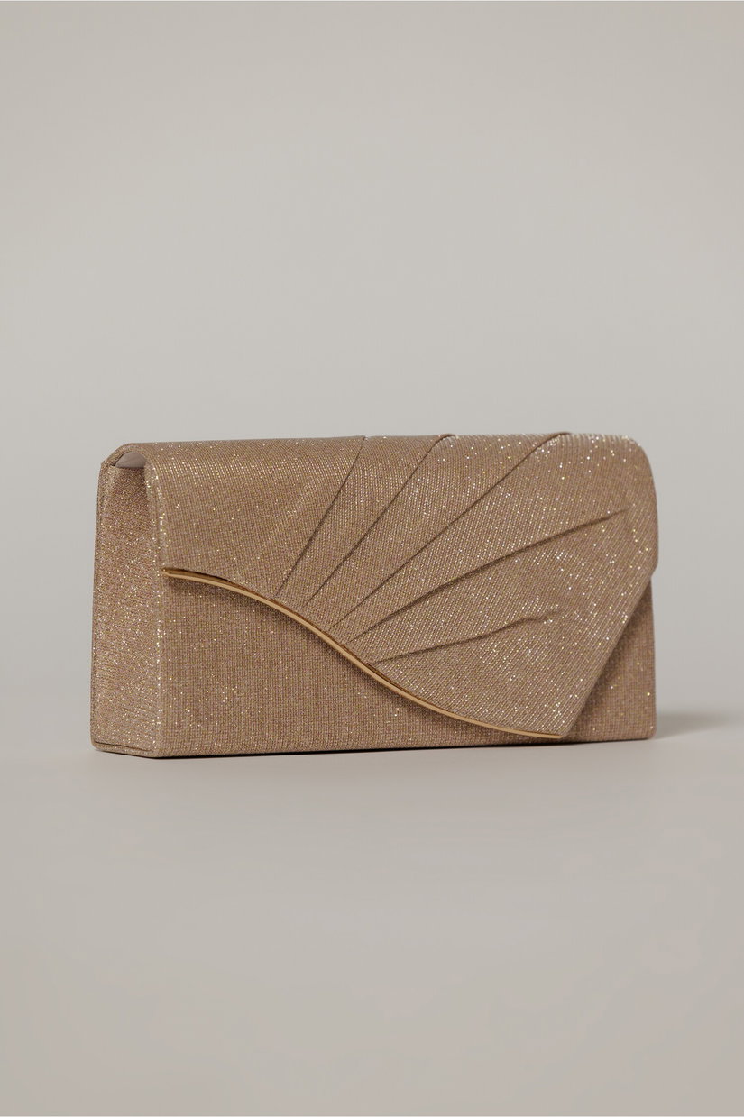 Clutch elegant rose cu pliuri si glitter