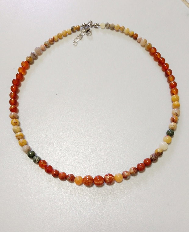 Colier multicolor jasp, agate, carneol