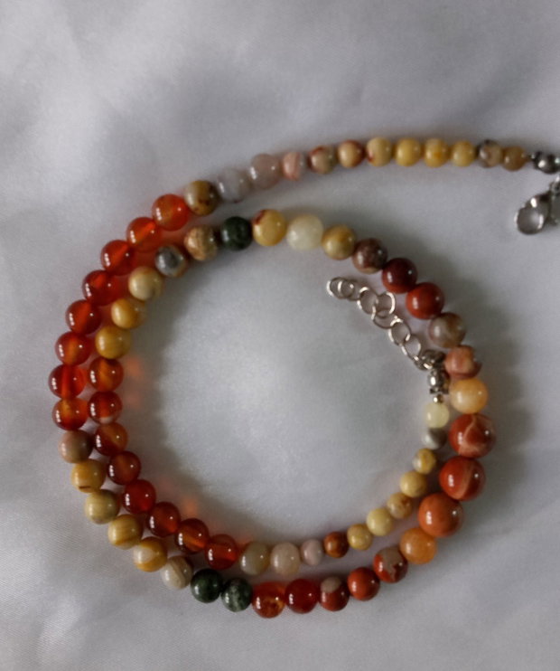 Colier multicolor jasp, agate, carneol