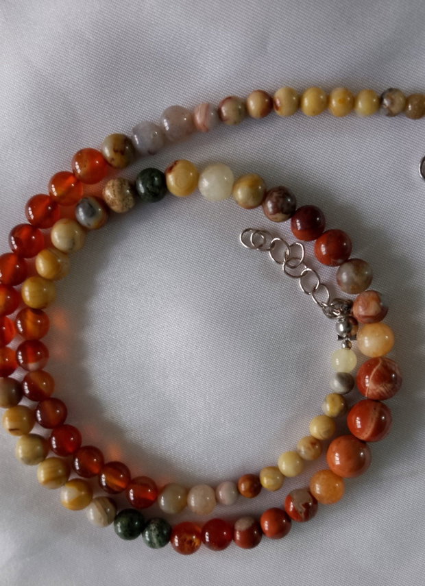 Colier multicolor jasp, agate, carneol