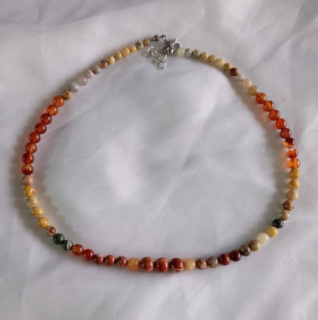 Colier multicolor jasp, agate, carneol