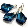 Cercei mari stralucitori din Cristale Swarovski baroc si pandantiv asortat - CE295.1, PA295.1 - Cercei casual delicati, cercei eleganti, cercei romantici, set cristale ocazie