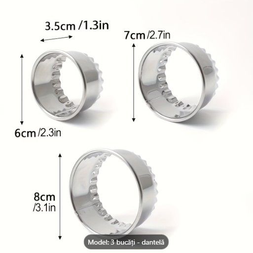 KT0005 - SET Cutter / forma pt prajituri / lut polimeric, inele dantelate