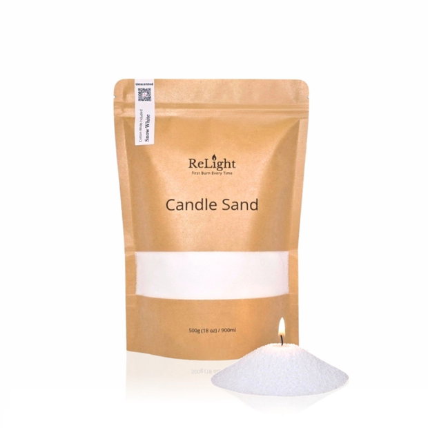Lumanare Sand cu Ceara Granule 500g si 30 Fitile Bumbac, Alb Natural