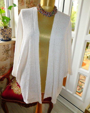 Cardigan  nou   alb,  deosebit,  L / XL, potrivit pentru o rochie de vara, foarte  elegant