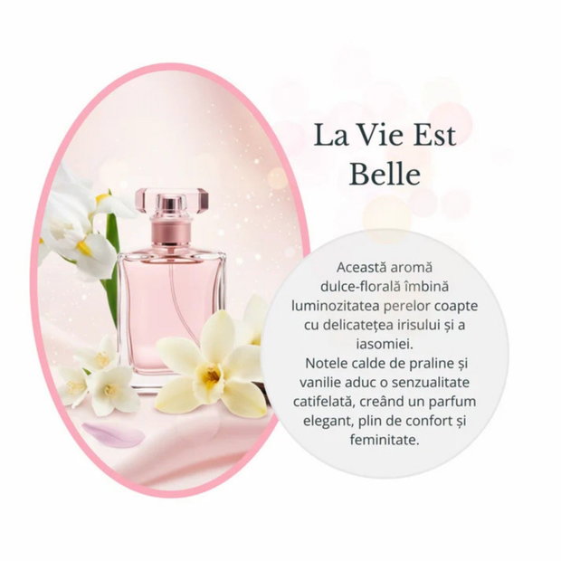 Lumanare din nisip parfumata, Relight, La Vie Est Belle, 500g, 30 fitile din bumbac, reutilizabila