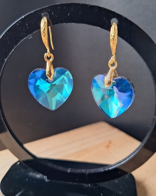 Cercei Ocean Heart  Inimi din Cristal Bermuda Blue