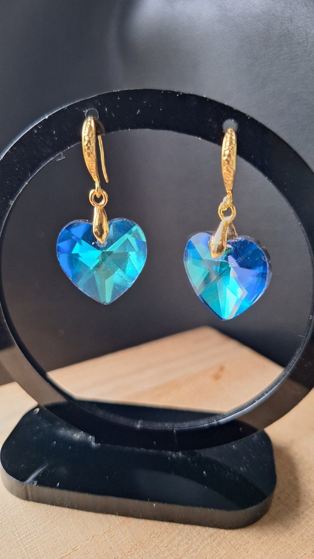 Cercei Ocean Heart Inimi din Cristal Bermuda Blue