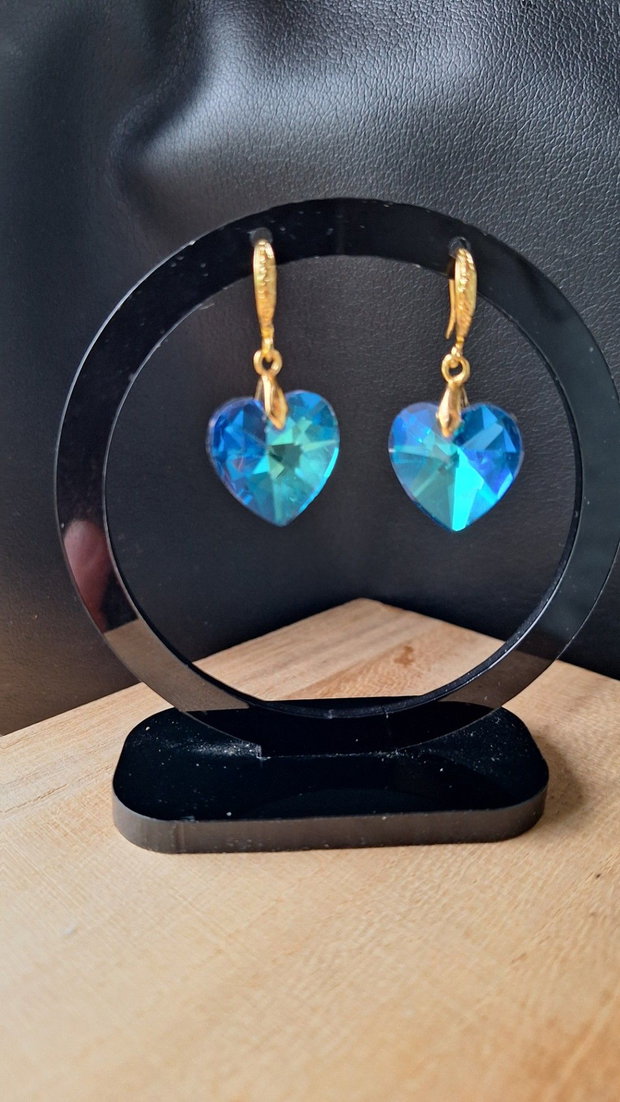 Cercei Ocean Heart Inimi din Cristal Bermuda Blue