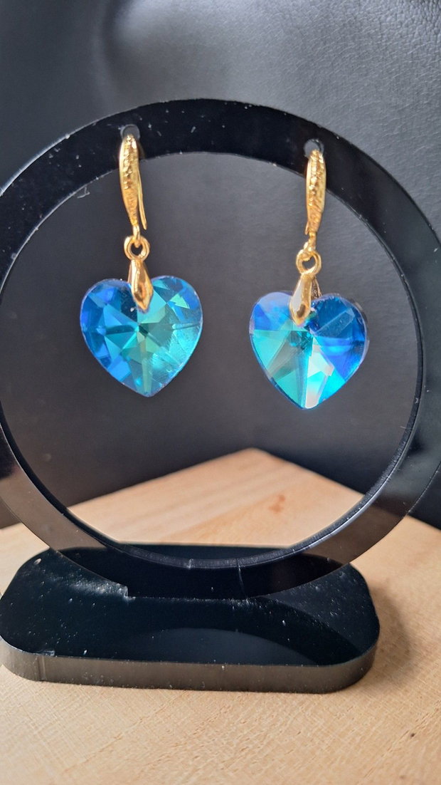 Cercei Ocean Heart Inimi din Cristal Bermuda Blue