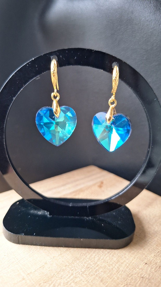 Cercei Ocean Heart Inimi din Cristal Bermuda Blue