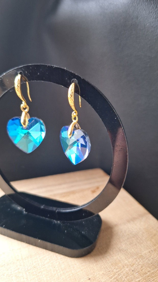 Cercei Ocean Heart Inimi din Cristal Bermuda Blue