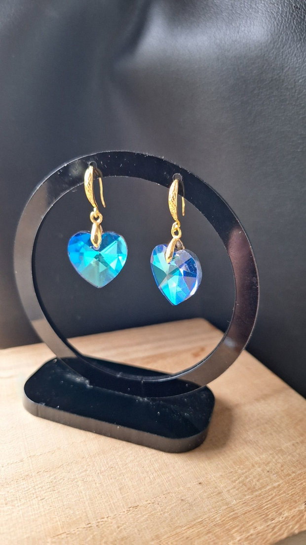 Cercei Ocean Heart Inimi din Cristal Bermuda Blue
