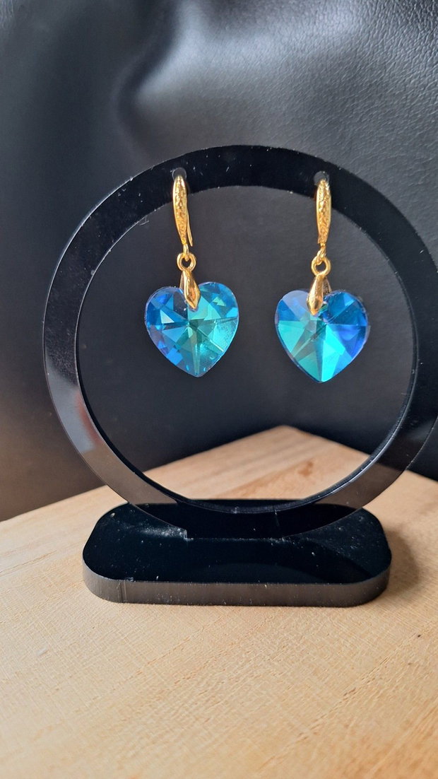 Cercei Ocean Heart Inimi din Cristal Bermuda Blue