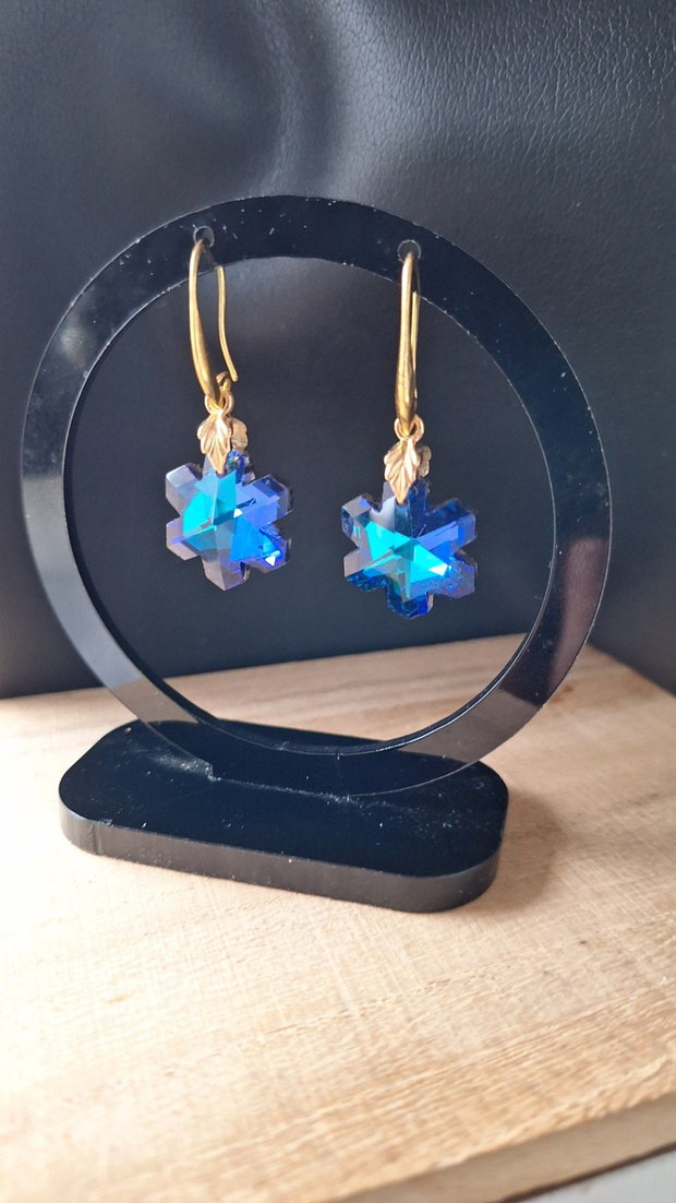 Cercei Blue Blossom Flori din Cristale Swarovski Bermuda Blue