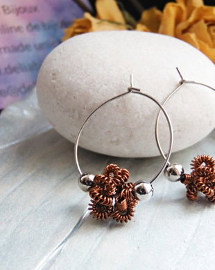 Cercei handmade tip hoop, eleganți și moderni, realizați manual din sârmă de cupru non-tarnish (cod1432)