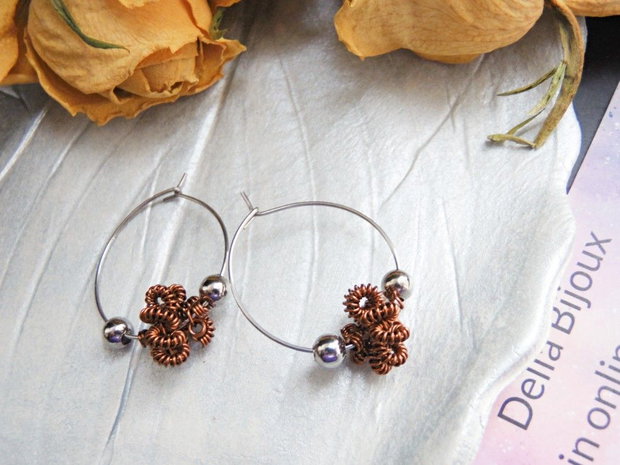 Cercei handmade tip hoop, eleganți și moderni, realizați manual din sârmă de cupru non-tarnish (cod1432)
