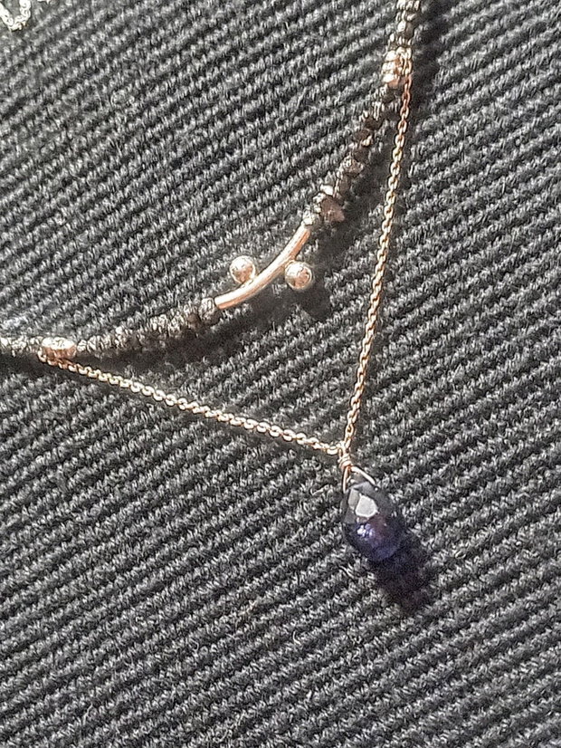 Colier argint diamant brut iolit picatura lant argint minimalist boho chic trendy