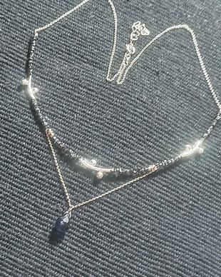 Colier argint diamant brut iolit picatura lant argint minimalist boho chic trendy