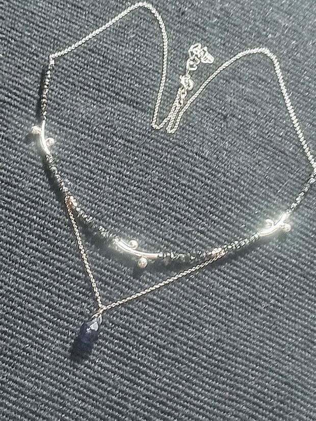 Colier argint diamant brut iolit picatura lant argint minimalist boho chic trendy