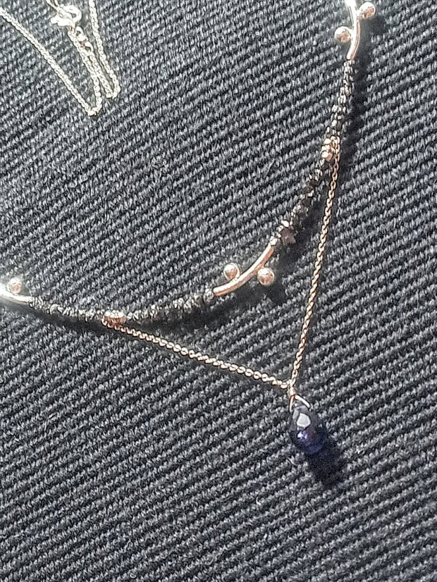 Colier argint diamant brut iolit picatura lant argint minimalist boho chic trendy